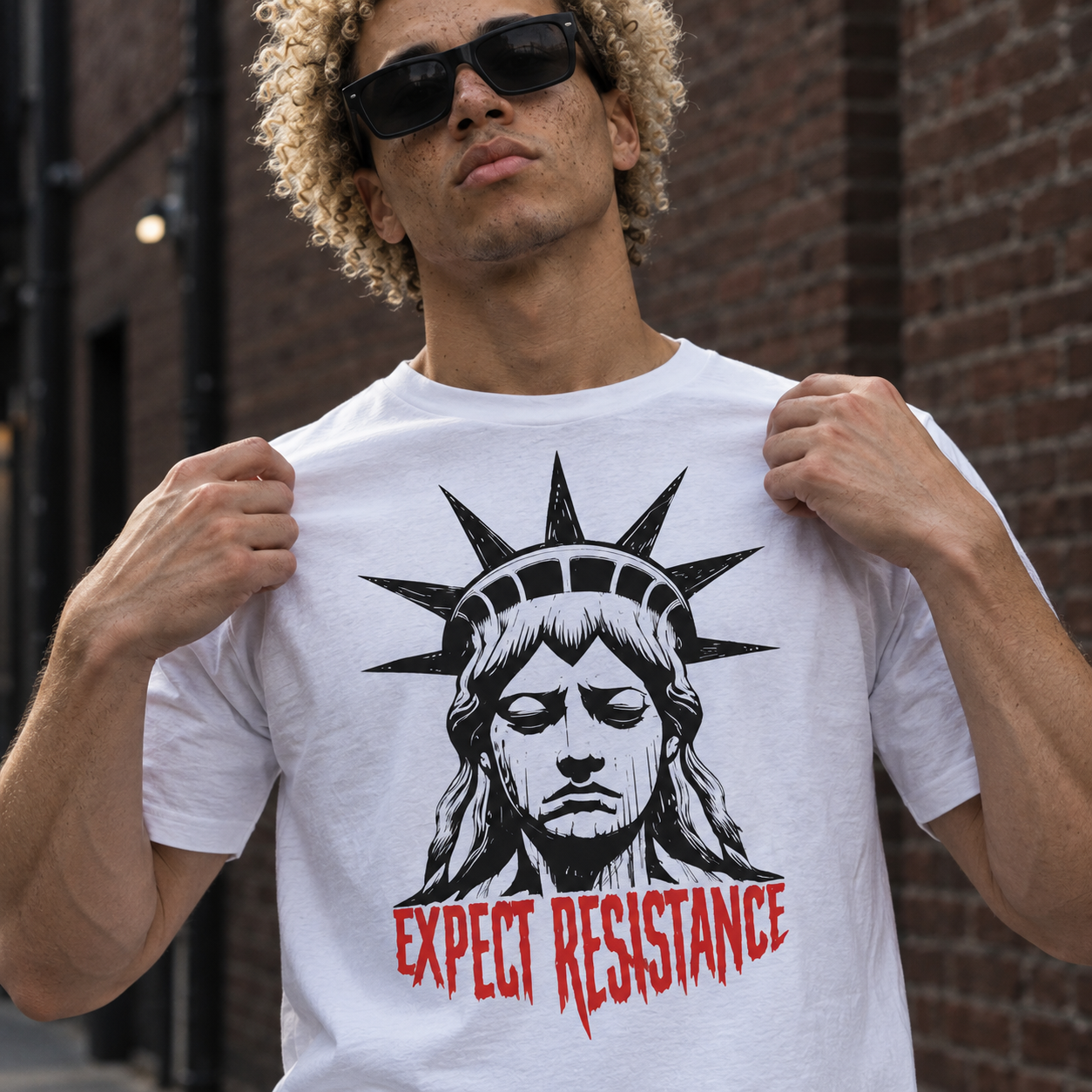 Expect Resistance T-Shirt | White/Red - Image 7