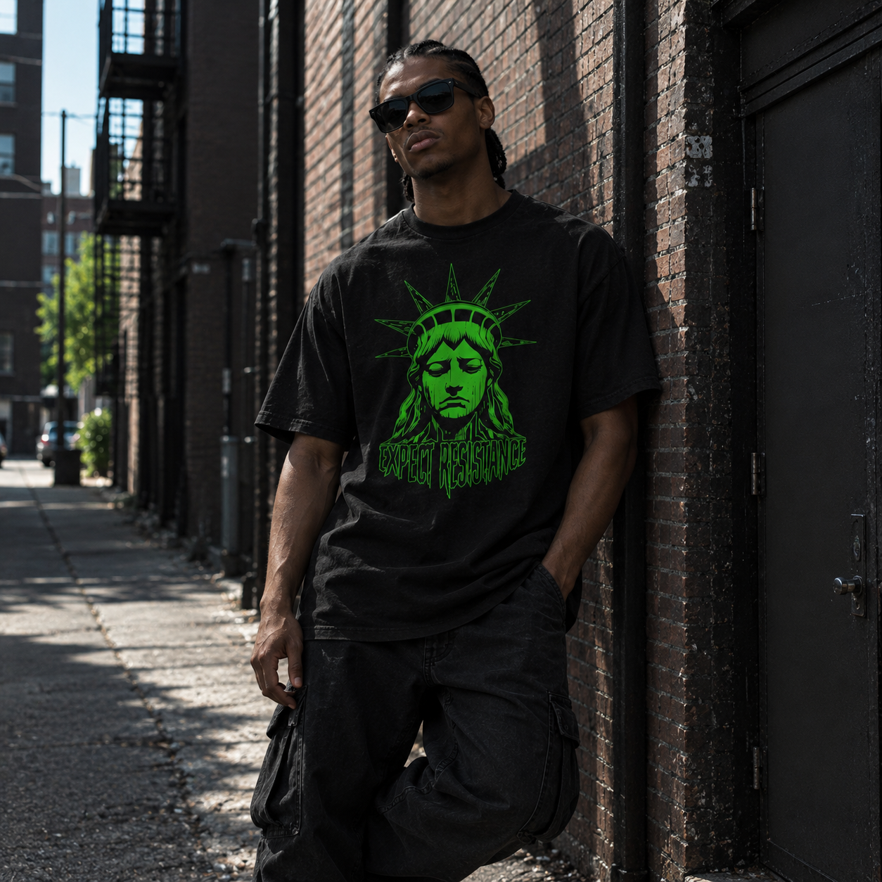 Expect Resistance T-Shirt | Black/Green - Image 5