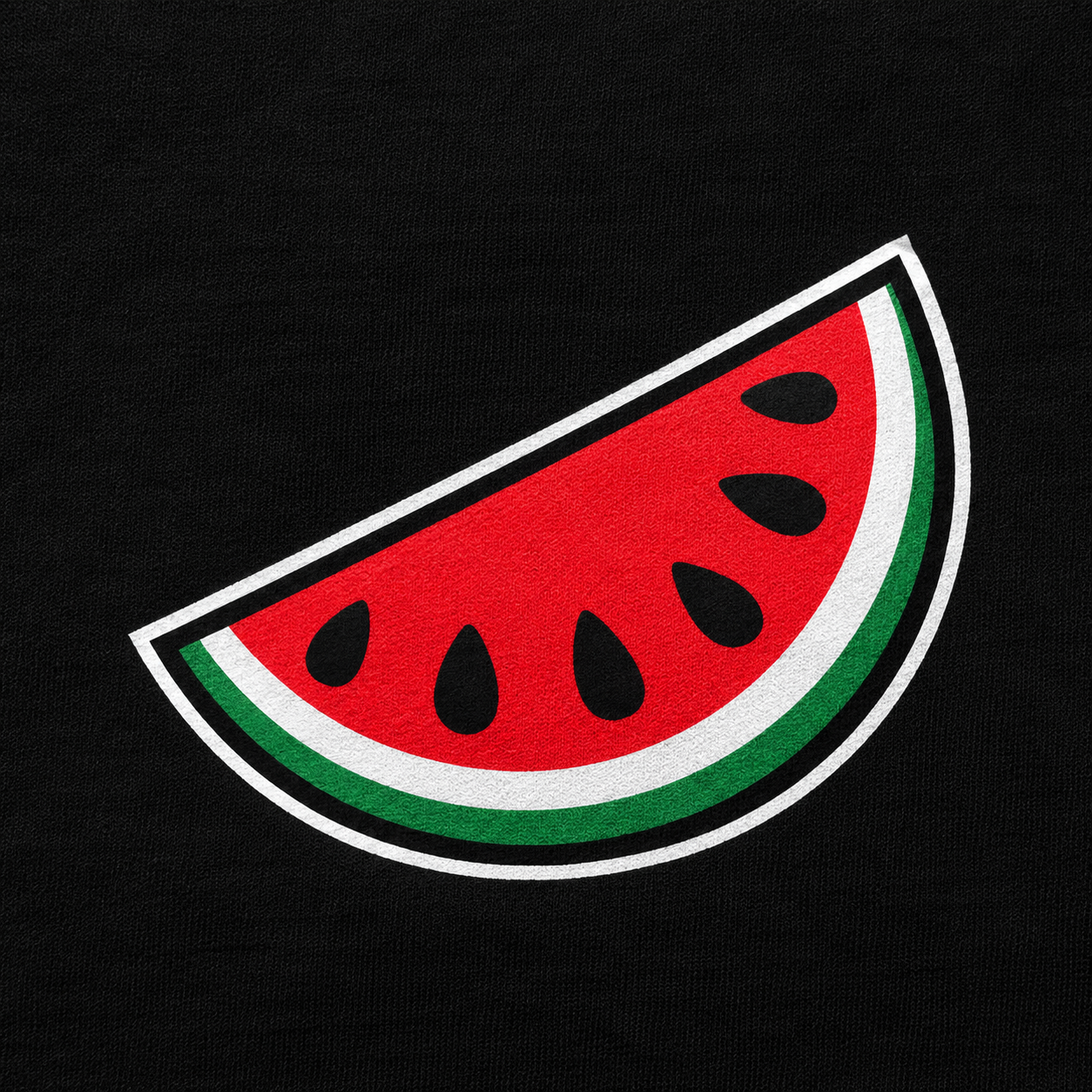 A closeup of a watermelon on a black resistance label heavyweight thick t-shirt